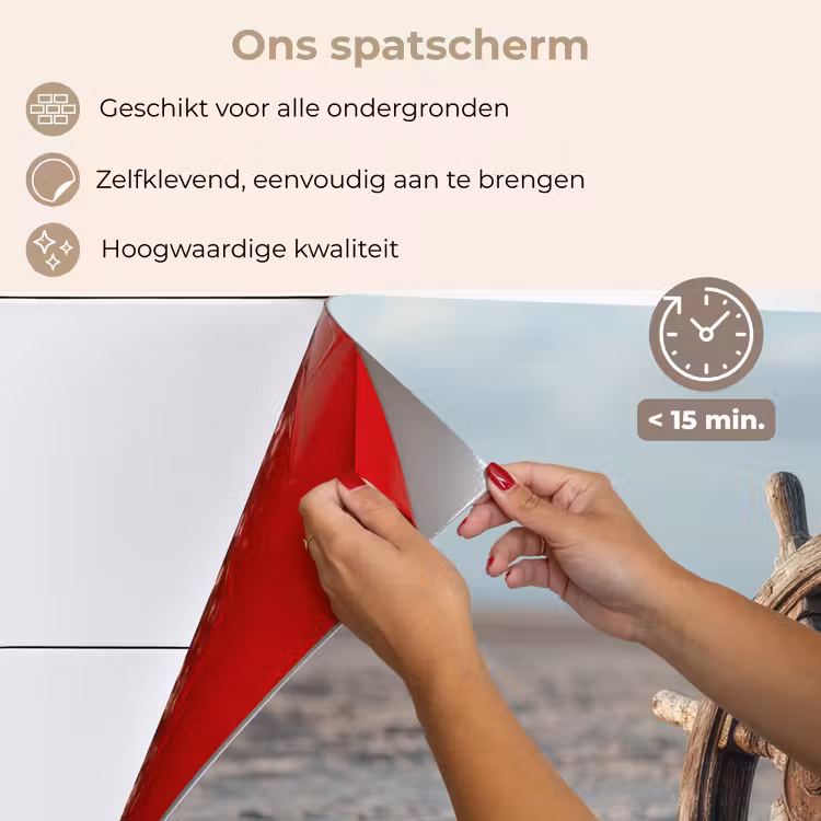 Scheepsstuur - Hout - Bruin - Zand keuken achterwand spatscherm klein -spatscherm_NL
