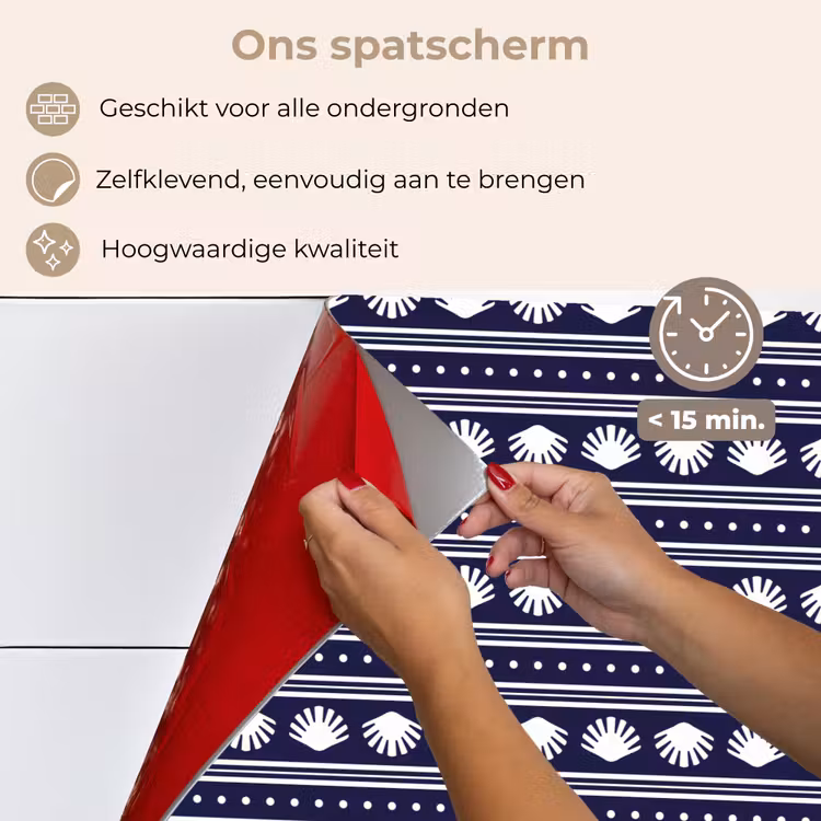 Schelp - Nautisch - Blauw - Wit keuken achterwand spatscherm klein 900 -spatscherm_NL