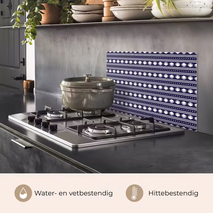 Schelp - Nautisch - Blauw - Wit keuken achterwand spatscherm klein 900 -usp_NL