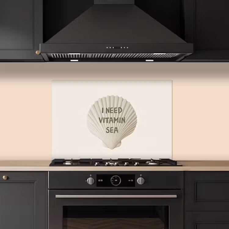 Schelp - Quote - Groen keuken achterwand spatscherm klein -sfeer1