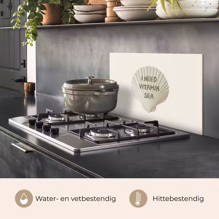 Schelp - Quote - Groen keuken achterwand spatscherm klein -usp_NL