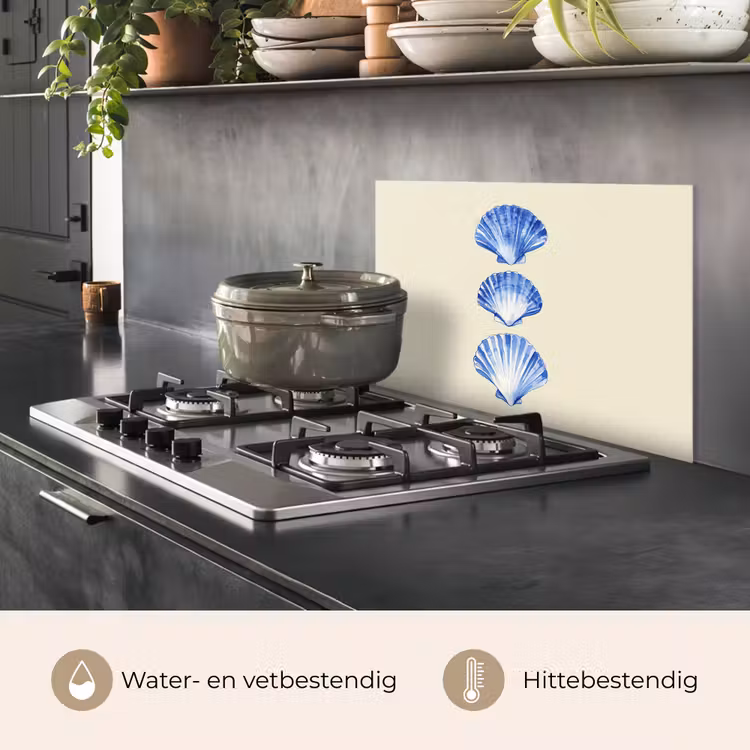 Schelpen - Blauw - Beige keuken achterwand spatscherm klein -usp_NL