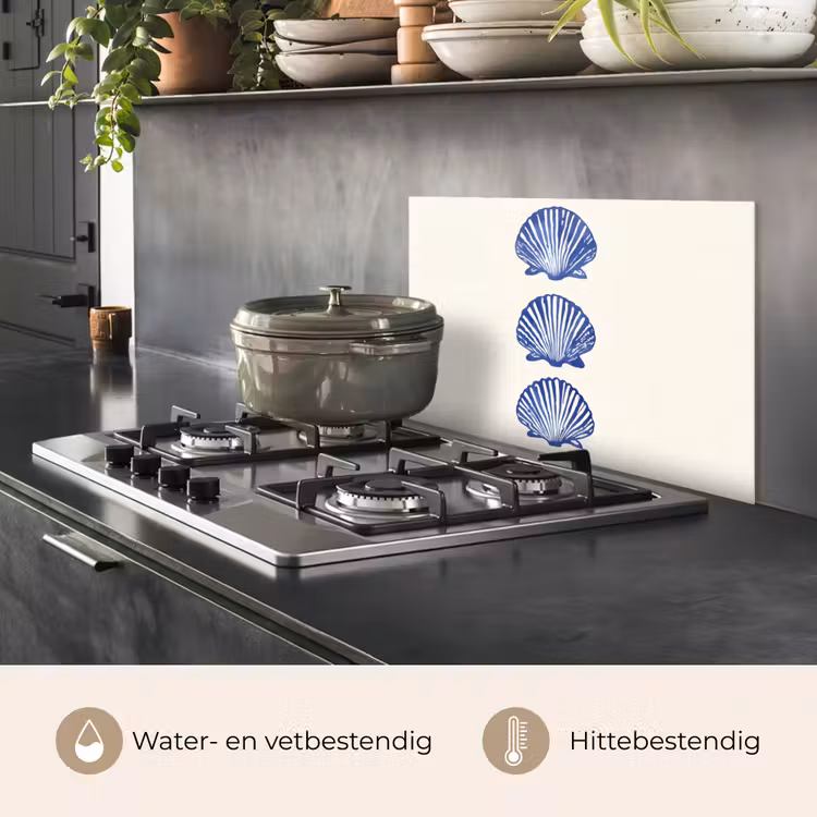 Schelpen - Blauw - Patroon keuken achterwand spatscherm klein -usp_NL