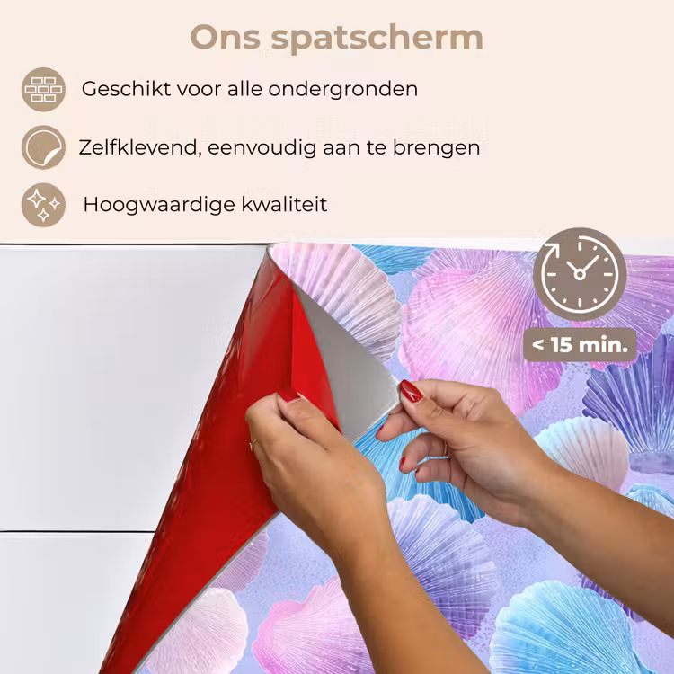 Schelpen - Paars - Blauw - Patroon keuken achterwand spatscherm klein -spatscherm_NL