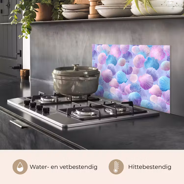 Schelpen - Paars - Blauw - Patroon keuken achterwand spatscherm klein -usp_NL