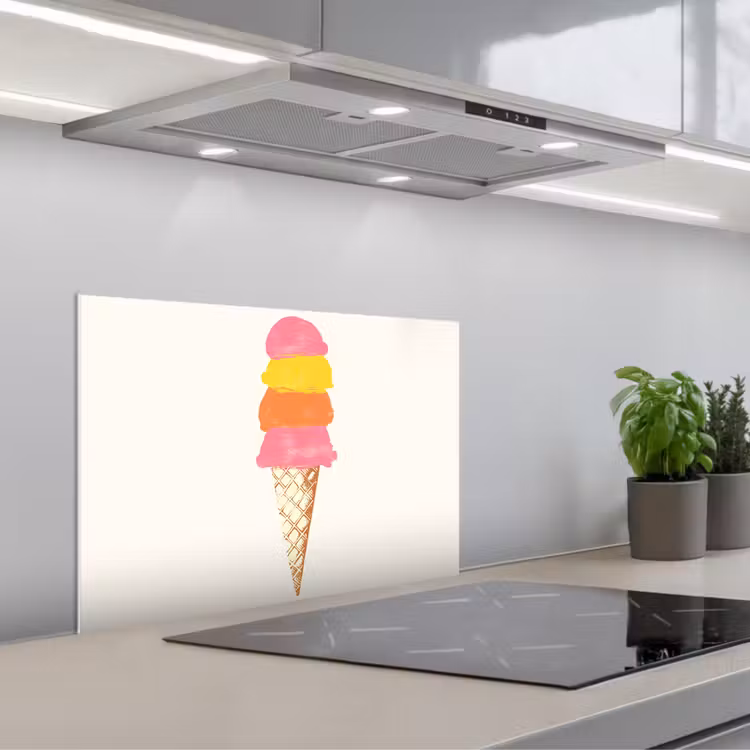 Schepijs - Hoorntje - Illustratie - Minimalistisch keuken achterwand spatscherm klein -3d_schuin