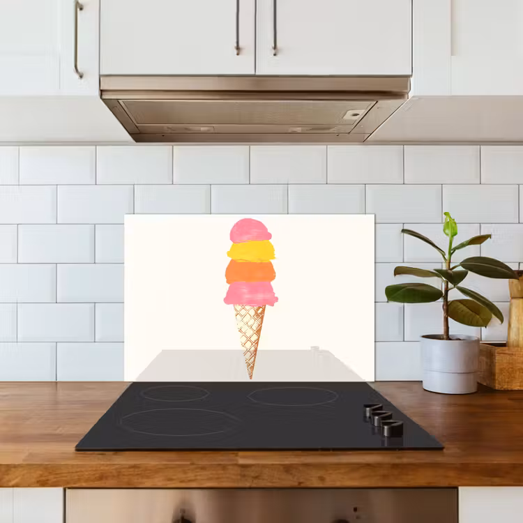 Schepijs - Hoorntje - Illustratie - Minimalistisch keuken achterwand spatscherm klein -sfeer2
