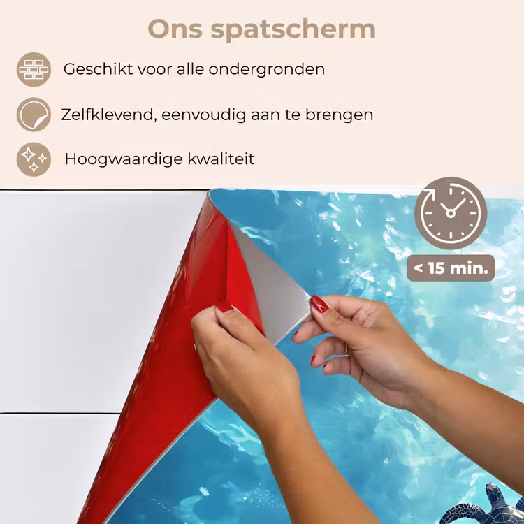 Schildpad - Zee - Blauw - Schittering keuken achterwand spatscherm klein -spatscherm_NL