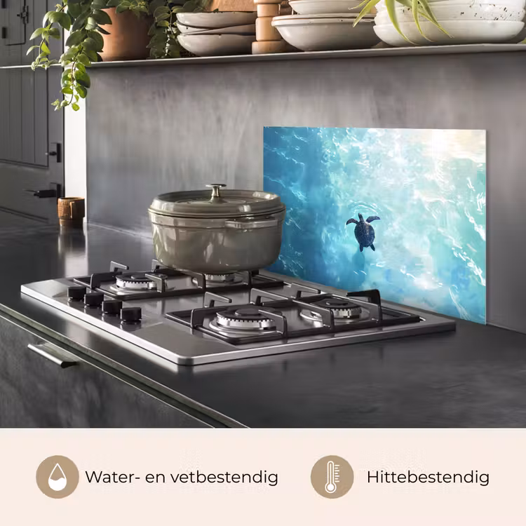 Schildpad - Zee - Blauw - Schittering keuken achterwand spatscherm klein -usp_NL