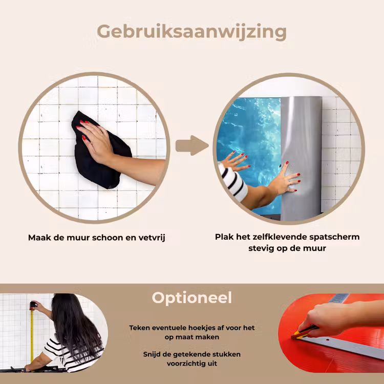 Schildpad - Zee - Blauw - Schittering keuken achterwand spatscherm klein -gebruiksaanwijzing_NL