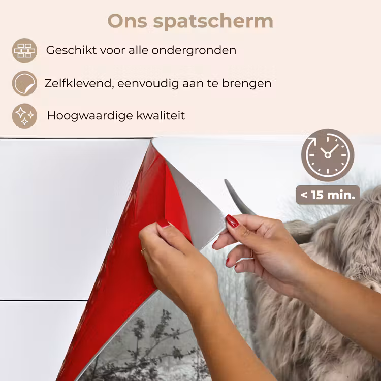 Schotse Hooglander - Bos - Mist - Koe - Dieren - Natuur keuken achterwand spatscherm klein -spatscherm_NL
