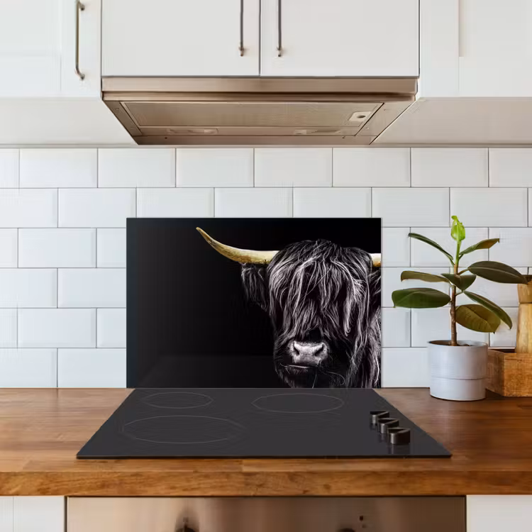 Schotse hooglander - Goud - Vacht - Dieren - Koe keuken achterwand spatscherm klein -sfeer2
