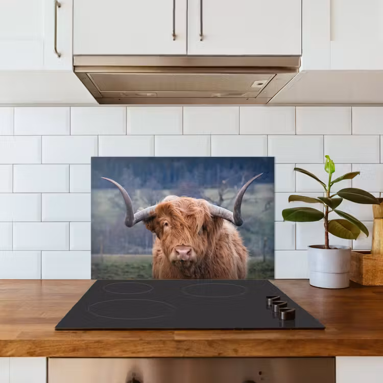 Schotse Hooglander - Koeienkop - Landschap - Natuur - Koe keuken achterwand spatscherm klein -sfeer2