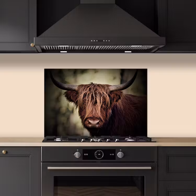 Schotse hooglander - Licht - Portret - Natuur keuken achterwand spatscherm klein -sfeer1