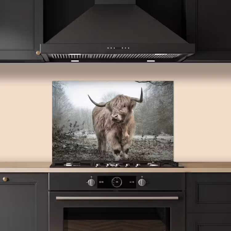 Schotse hooglander - Natuur - Herfst - Dieren - Wild - Bos keuken achterwand spatscherm klein -sfeer1