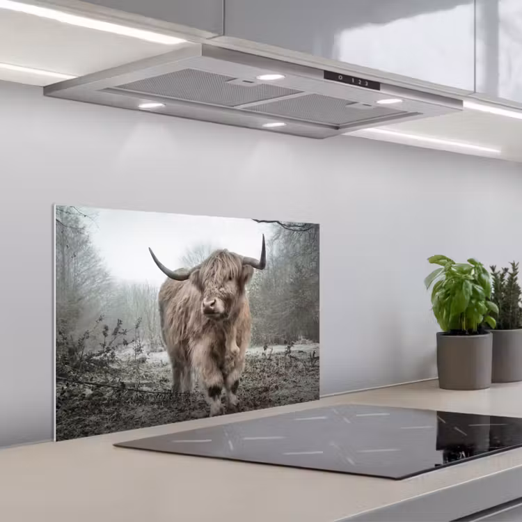 Schotse hooglander - Natuur - Herfst - Dieren - Wild - Bos keuken achterwand spatscherm klein -3d_schuin