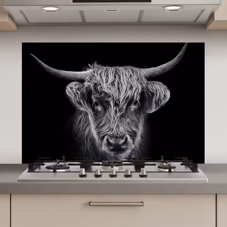 Schotse hooglander - Zwart - Koe - Dieren keuken achterwand spatscherm klein -3d_website