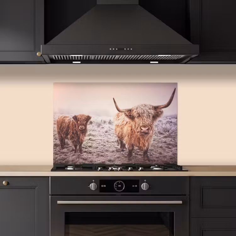 Schotse hooglanders - Licht - Lucht - Natuur keuken achterwand spatscherm klein -sfeer1