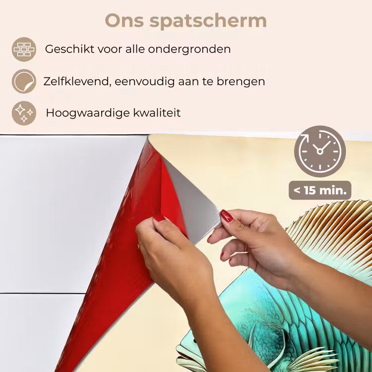 Schubben - Vis - Mint - Minimalistisch keuken achterwand spatscherm klein -spatscherm_NL