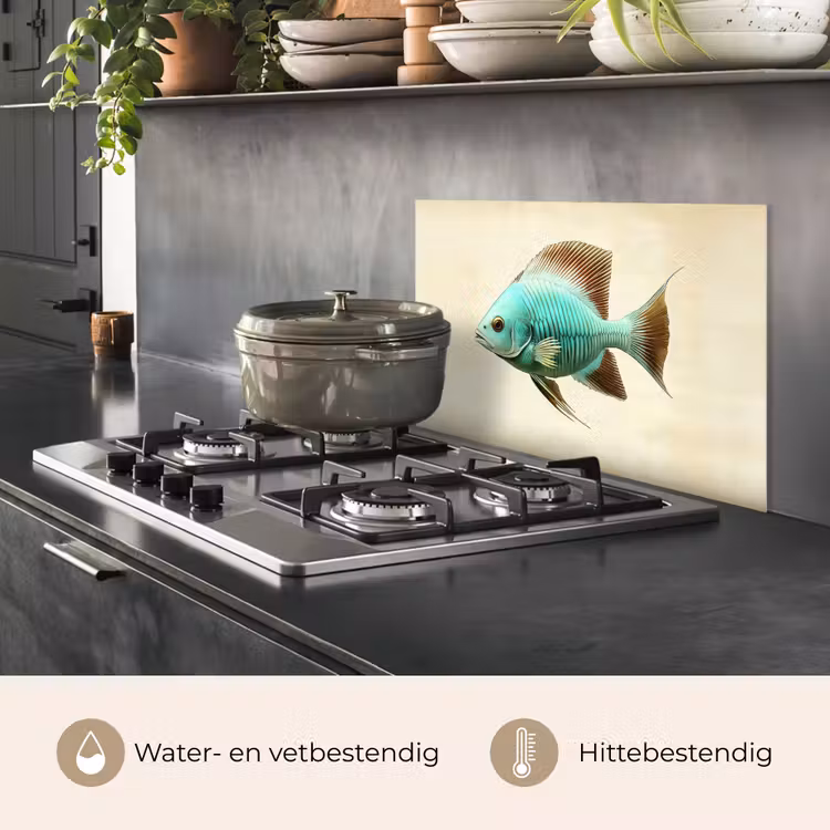 Schubben - Vis - Mint - Minimalistisch keuken achterwand spatscherm klein -usp_NL