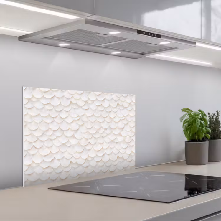 Schubben - Wit - Elegant keuken achterwand spatscherm klein 900 -3d_schuin
