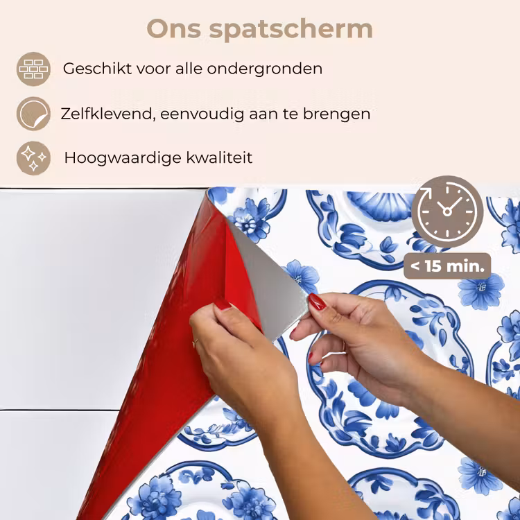 Sierborden - Bloemen - Blauw keuken achterwand spatscherm klein 900 -spatscherm_NL