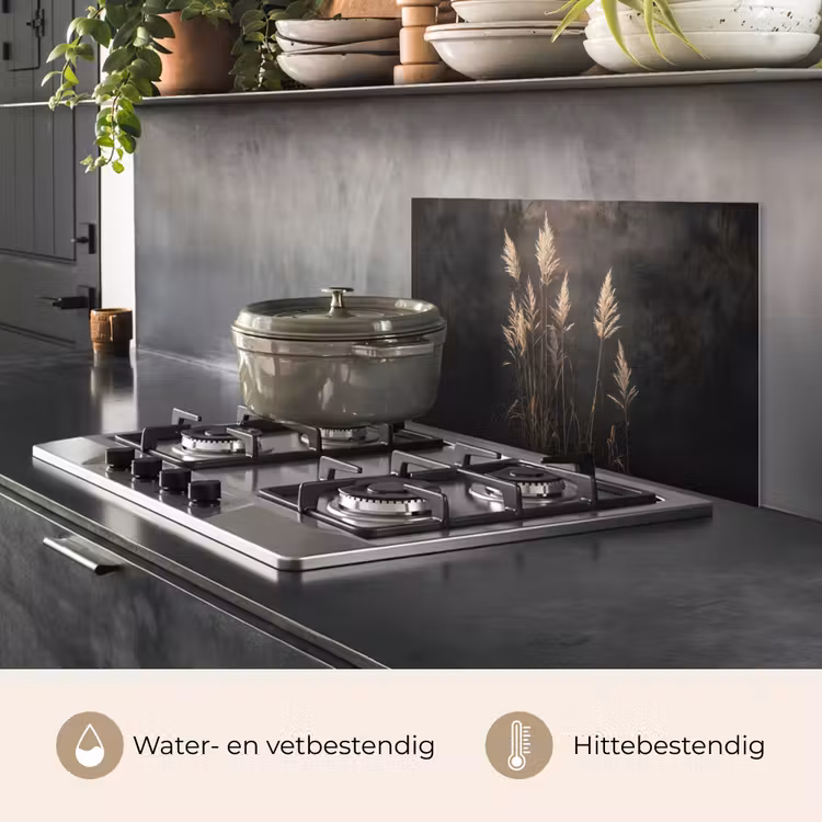 Siergras - Pluimen - Verlichting - Zwart keuken achterwand spatscherm klein -usp_NL