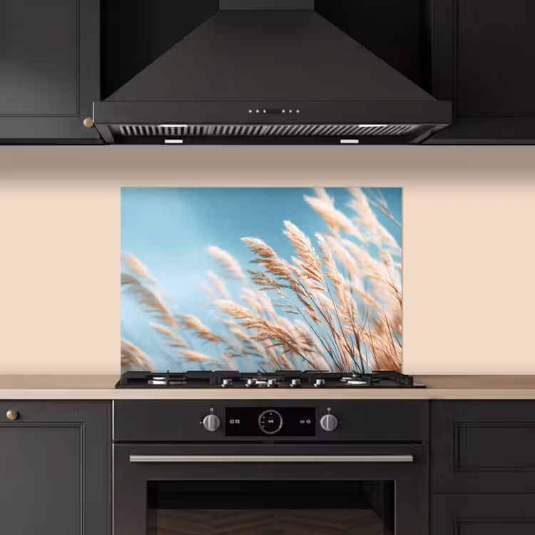 Siergras - Wind - Lichtbruin keuken achterwand spatscherm klein -sfeer1