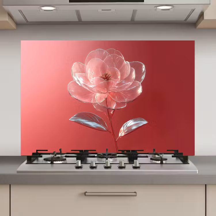 Sierlijk - Bloem - Roze - Glazen keuken achterwand spatscherm klein -3d_website