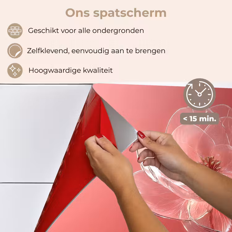 Sierlijk - Bloem - Roze - Glazen keuken achterwand spatscherm klein -spatscherm_NL