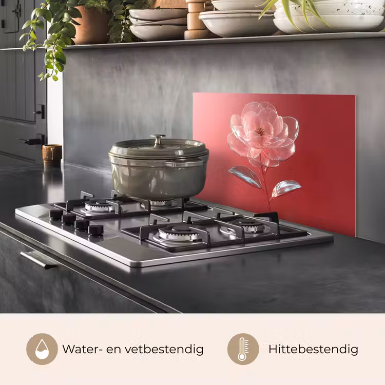 Sierlijk - Bloem - Roze - Glazen keuken achterwand spatscherm klein -usp_NL