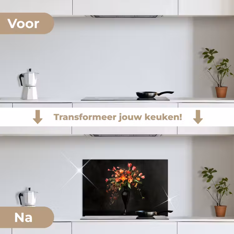 Sierlijk - Boeket - Vaas keuken achterwand spatscherm klein -voor_na_NL