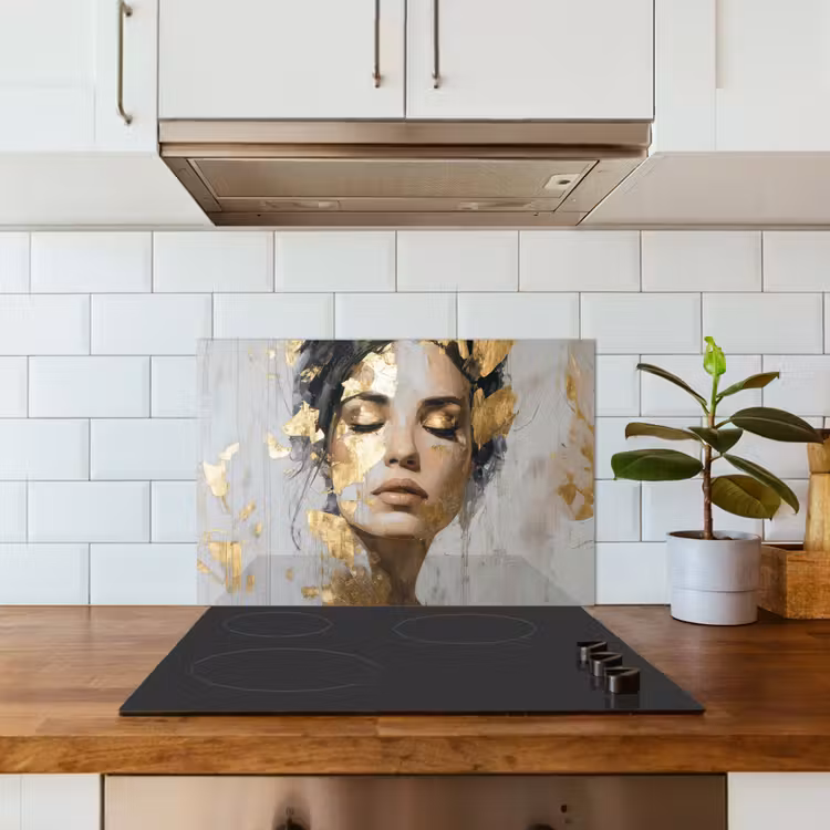 Sierlijk - Vrouw - Goud - Ogen keuken achterwand spatscherm klein -sfeer2