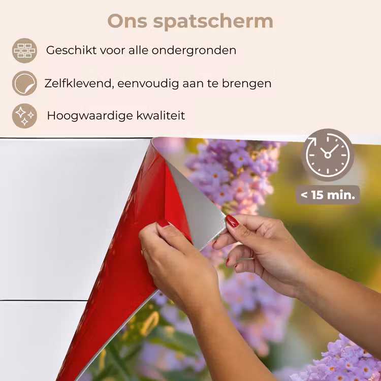 Sierlijke - Vlinder - Paarse - Bloemen keuken achterwand spatscherm klein -spatscherm_NL