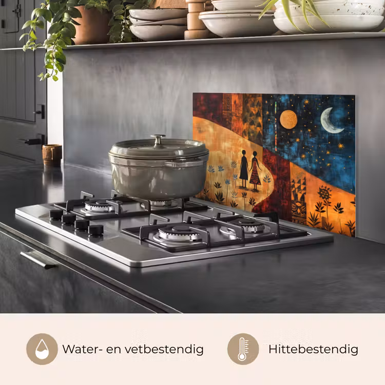 Silhouetten - Abstract - Zon - Maan keuken achterwand spatscherm klein -usp_NL