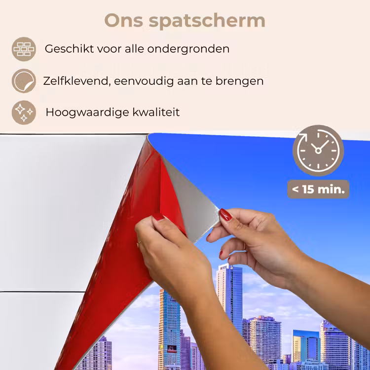 Skyline - Blauw - Wolkenkrabbers - Stad keuken achterwand spatscherm klein -spatscherm_NL