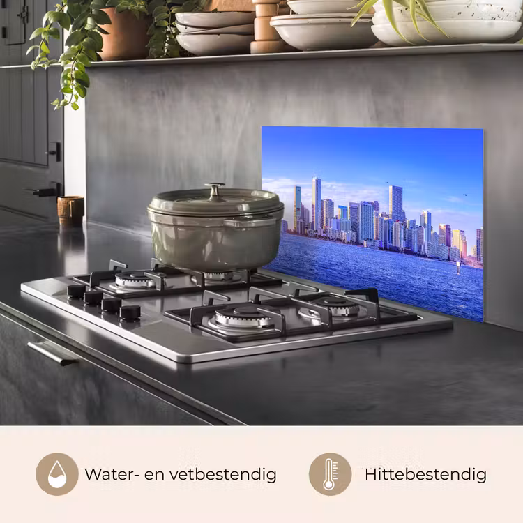 Skyline - Blauw - Wolkenkrabbers - Stad keuken achterwand spatscherm klein -usp_NL