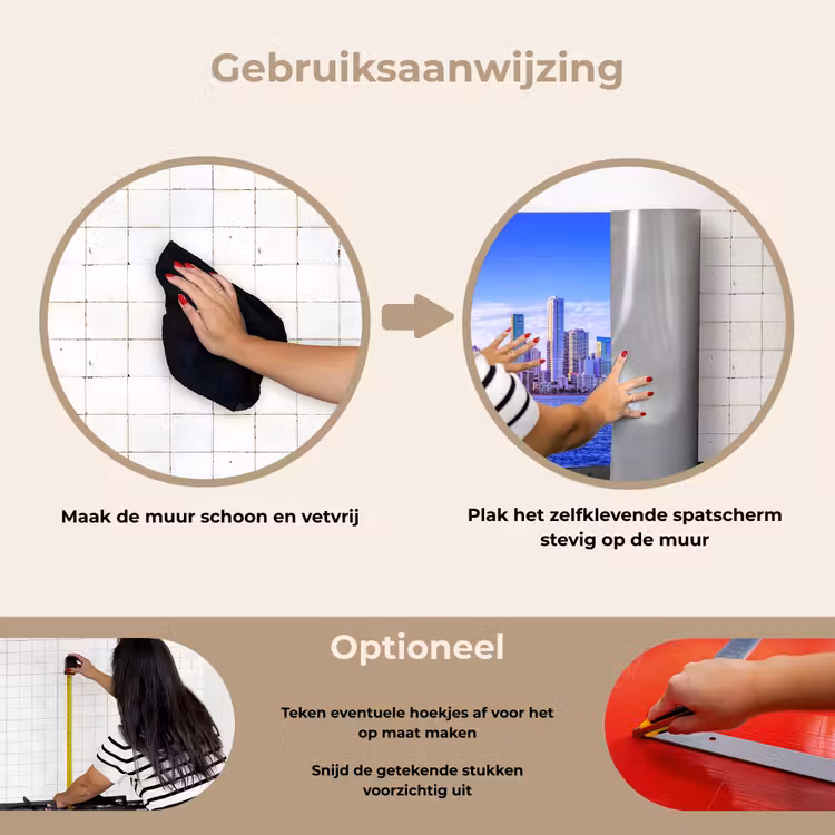 Skyline - Blauw - Wolkenkrabbers - Stad keuken achterwand spatscherm klein -gebruiksaanwijzing_NL