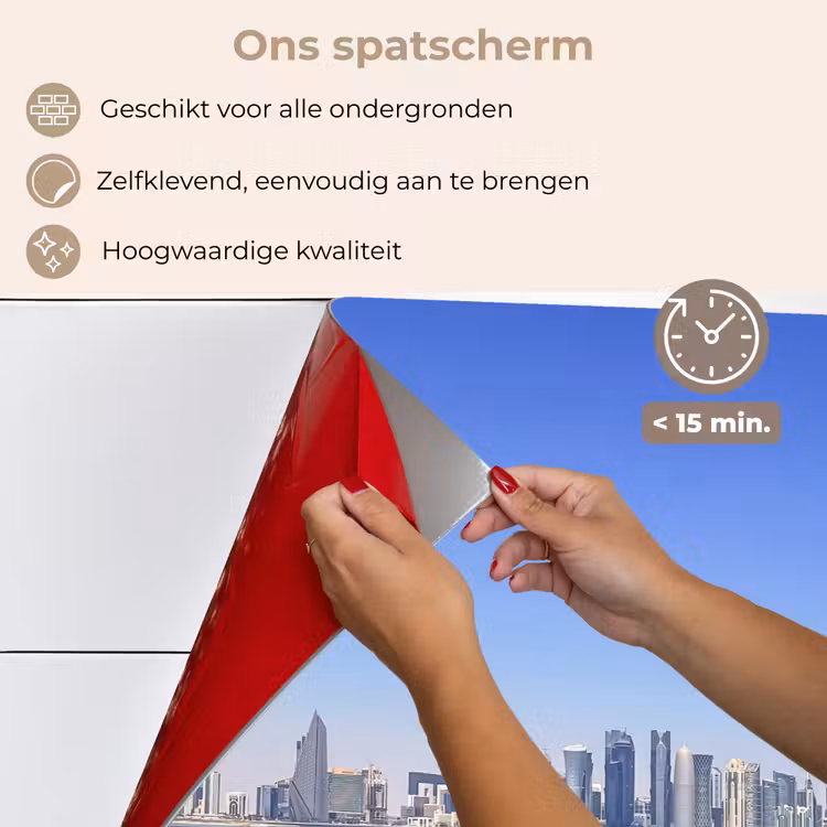 Skyline - Blauw - Zee - Gebouwen - Stad keuken achterwand spatscherm klein -spatscherm_NL