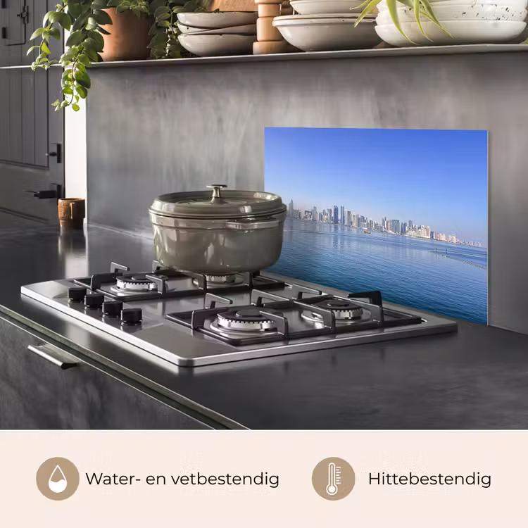 Skyline - Blauw - Zee - Gebouwen - Stad keuken achterwand spatscherm klein -usp_NL