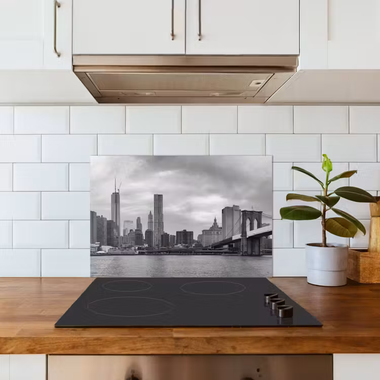 Skyline - Brug - Gebouwen - Kleurloos keuken achterwand spatscherm klein -sfeer2