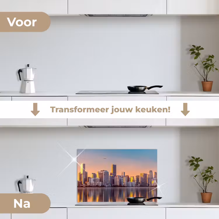 Skyline - Gebouwen - Steden keuken achterwand spatscherm klein -voor_na_NL