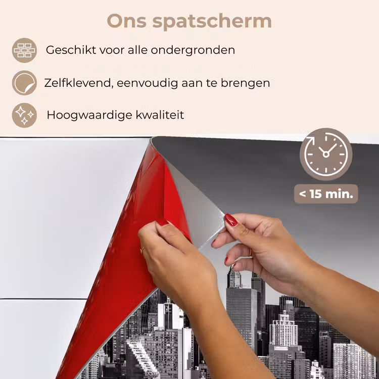 Skyline - Stad - Wolkenkrabbers - Zwart - Wit keuken achterwand spatscherm klein -spatscherm_NL