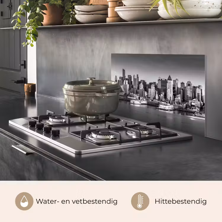 Skyline - Stad - Wolkenkrabbers - Zwart - Wit keuken achterwand spatscherm klein -usp_NL