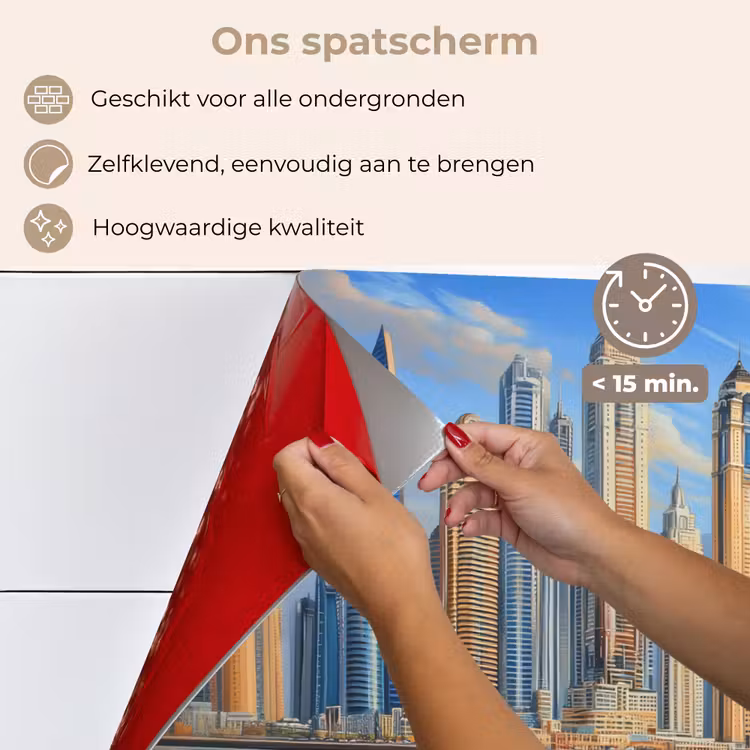 Skyline - Wolkenkrabbers - Water - Blauw keuken achterwand spatscherm klein -spatscherm_NL