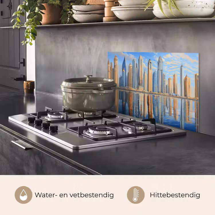 Skyline - Wolkenkrabbers - Water - Blauw keuken achterwand spatscherm klein -usp_NL