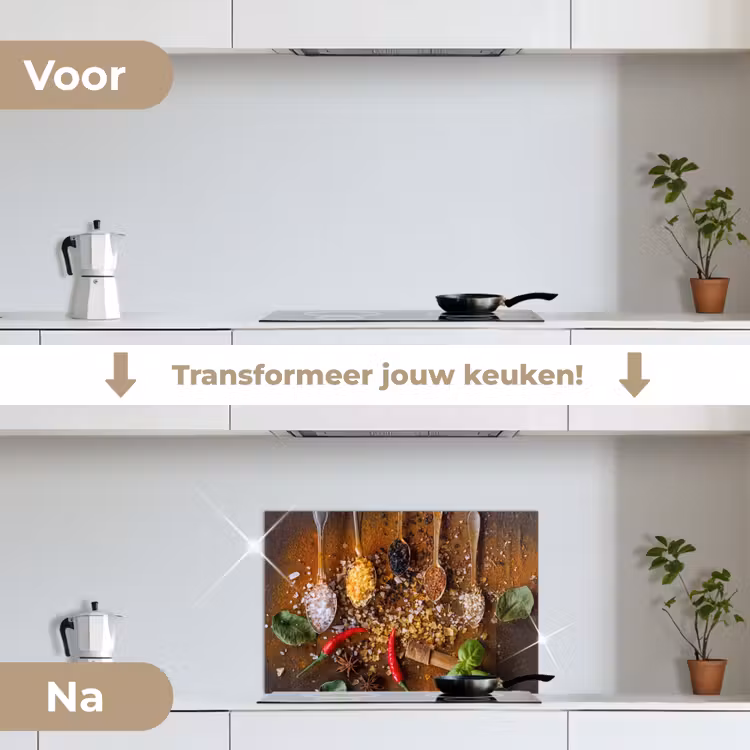 Smaakexplosie in Lepels keuken achterwand spatscherm klein -voor_na_NL