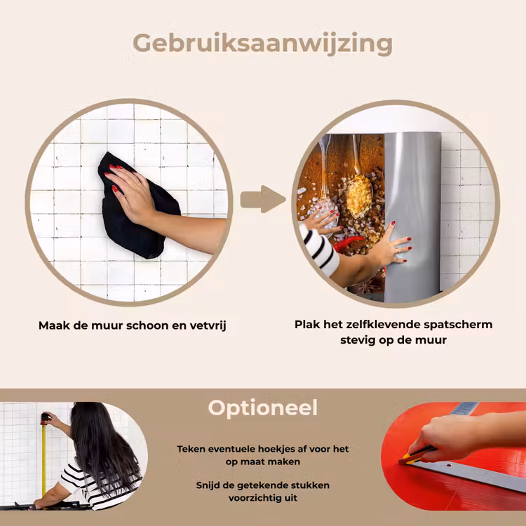 Smaakexplosie in Lepels keuken achterwand spatscherm klein -gebruiksaanwijzing_NL
