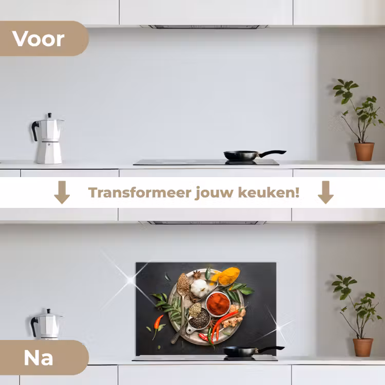 Smakenpalet keuken achterwand spatscherm klein -voor_na_NL