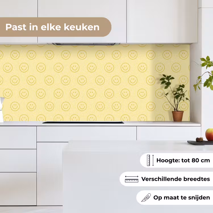 Smileys - Patroon - Retro - Zachtgeel keuken achterwand 2 middel 871 -sfeer4_NL